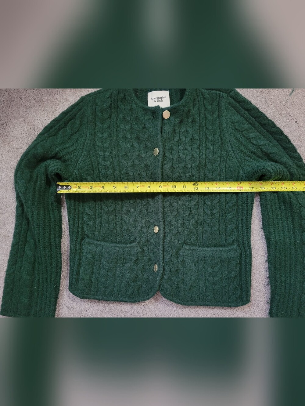 Abercrombie & Fitch Green Cable Knit Cardigan Sweater Size XS (fits S) - Picture 3 of 6